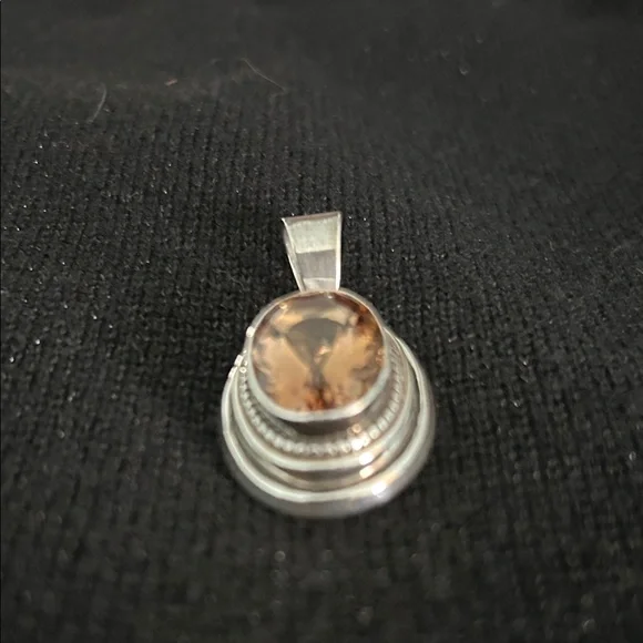 Sterling Silver Pendant with Pale  Orange Stone - Picture 6 of 6